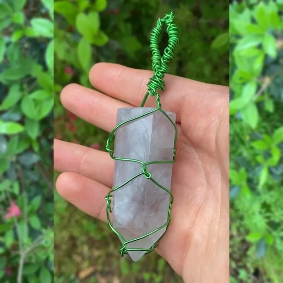 Wire Wrapped Clear Quartz Tower Pendant - Picture 4 of 8